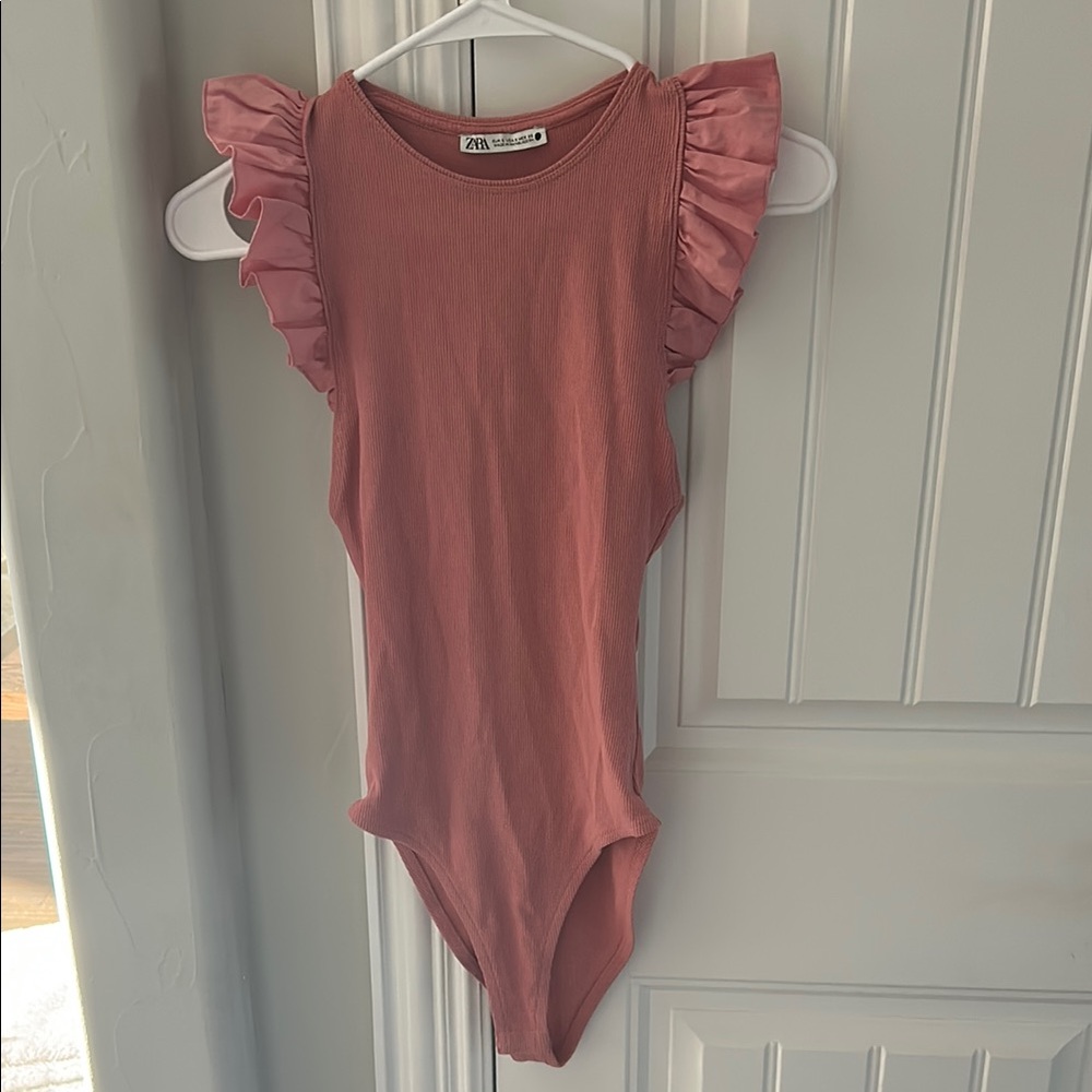 Zara Ruffled Pink Bodysuit
